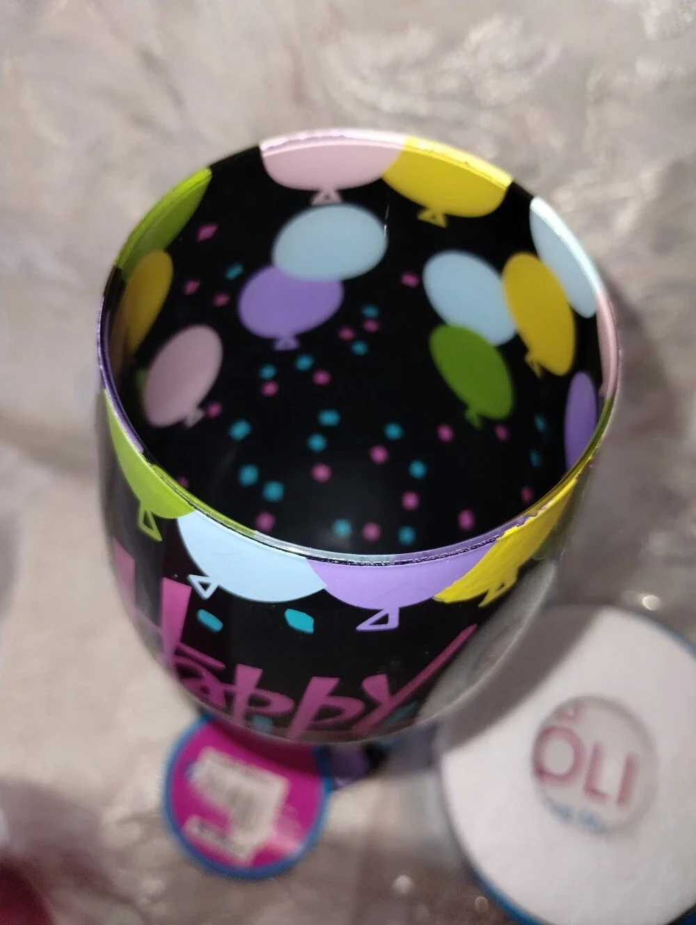 Lolita Multicolor Hand-Painted 'Happy Birthday' Wine Glass Tube